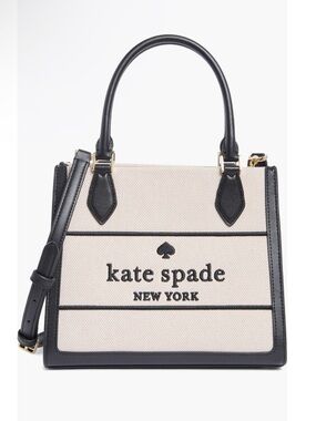 Kate Spade Ellie Small Canvas Black and Cream tote / crossbody